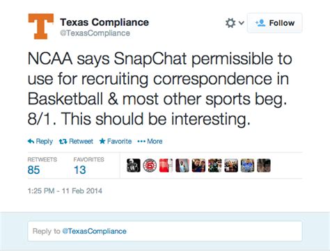 NCAA approves SnapChat, screenshots already leaked